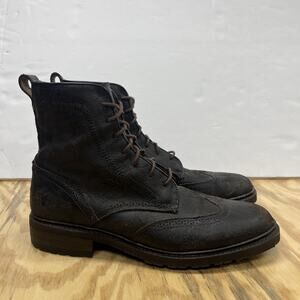 Frye Tyler Boots Mens 11 D Brown Ankle Leather Lace Up Distressed Moto Combat